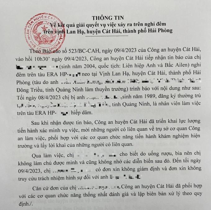 Thông tin bất ngờ vụ nữ du khách nước ngoài tố bị hiếp dâm trên vịnh Lan Hạ-1