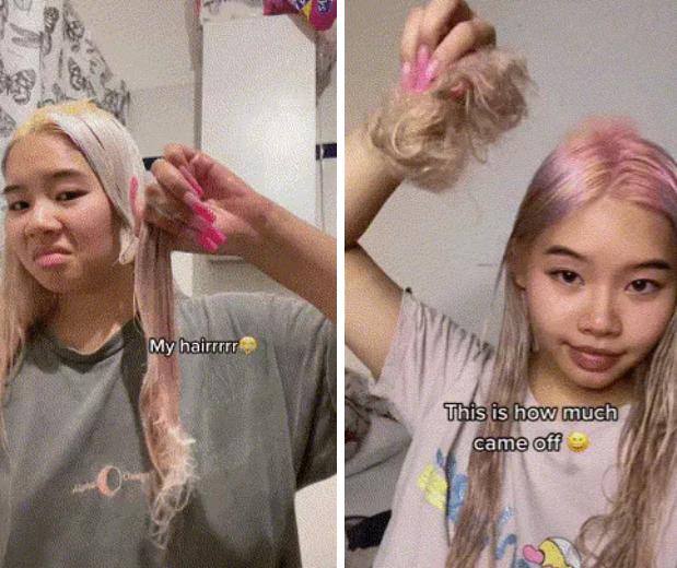 Tự tẩy tóc, cô gái nhận cái kết đắng-2