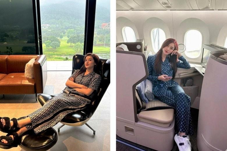 Huyền My đi biển không bikini, dát hàng hiệu từ đầu đến chân-8