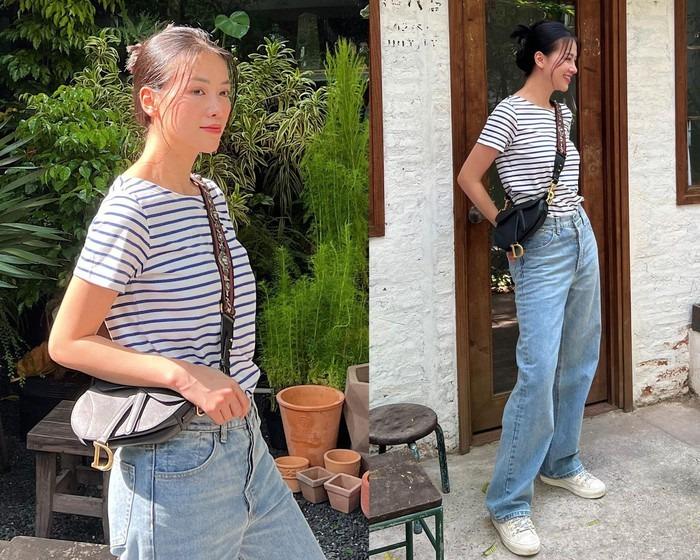 Diện áo thun và quần jeans sành điệu như Hoa hậu Phương Khánh-1