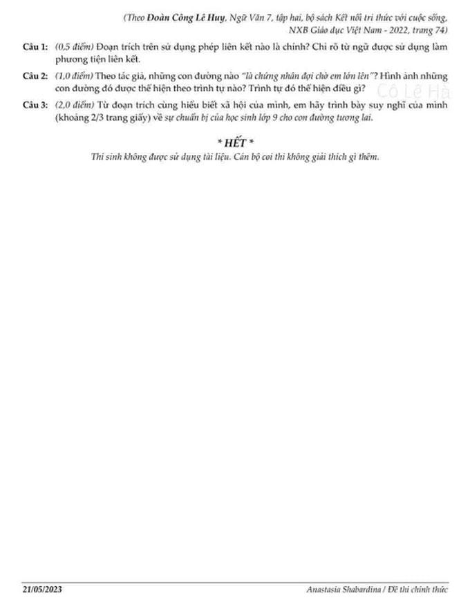 Lan truyền đề thi văn nhạy cảm, trường Lương Thế Vinh phản pháo-3