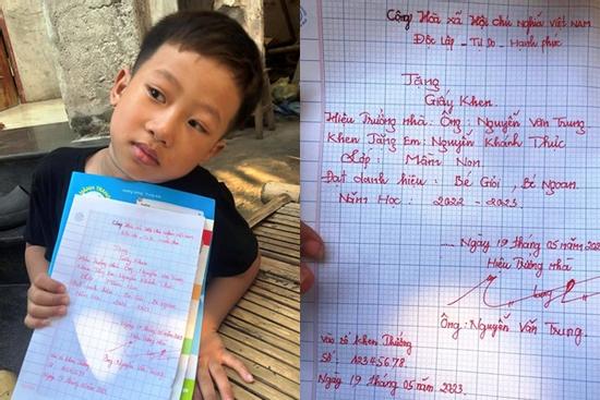 Thích thú giấy khen bố tự 'thiết kế' tặng con trai sau lễ tổng kết