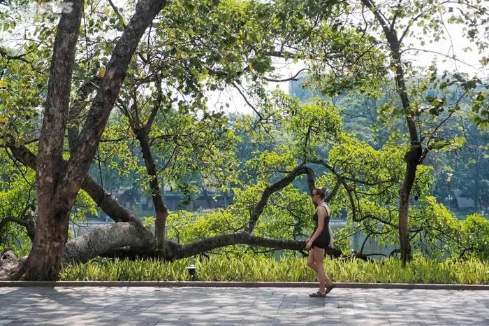 Hà Nội nắng như đổ lửa, phố đi bộ Hồ Gươm cuối tuần vắng hoe-9