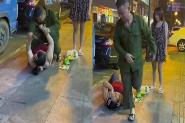 Trốn chồng đi ăn đêm, vợ béo phì bị đánh ngay giữa phố-1