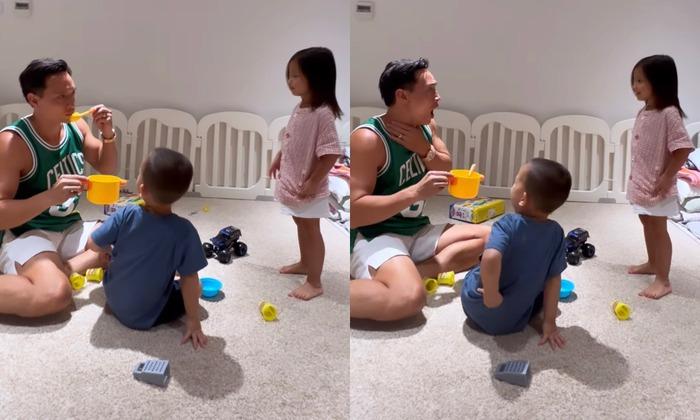 Hà Hồ - Kim Lý ghi điểm bởi một chi tiết khi chơi cùng nhóc tỳ song sinh-1