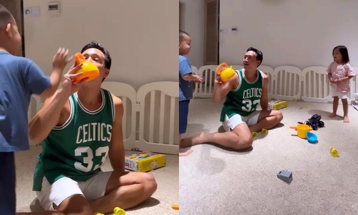 Hà Hồ - Kim Lý ghi điểm bởi một chi tiết khi chơi cùng nhóc tỳ song sinh-2