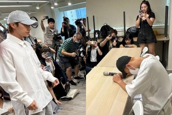 Viêm Á Luân bật khóc, xông vào họp báo xin lỗi nạn nhân bị quấy rối
