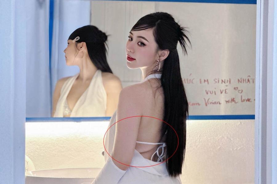 Quỳnh Kool thường mặc váy 2 dây, áo trễ vai dù lộ khuyết điểm bắp tay to-16