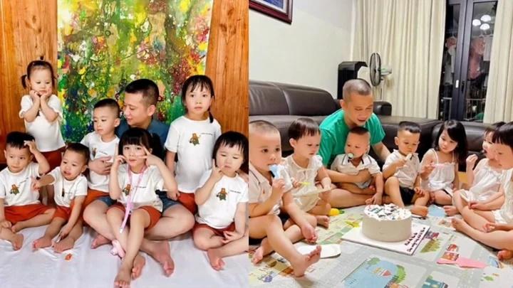 Chăm 7 đứa con đang học mẫu giáo, ông bố Hà Nội hot rần rần trên mạng-1
