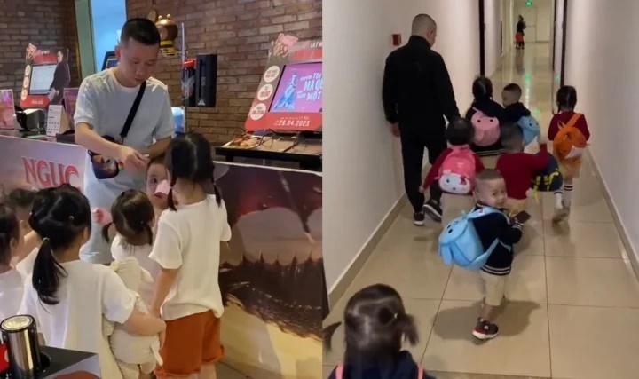 Chăm 7 đứa con đang học mẫu giáo, ông bố Hà Nội hot rần rần trên mạng-3