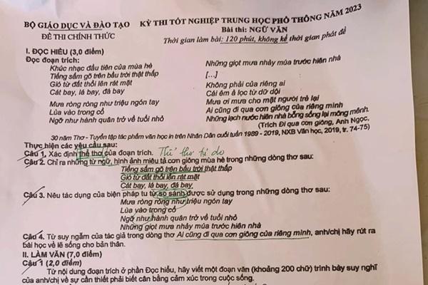 Đề thi và gợi ý đáp án môn toán thi tốt nghiệp THPT 2023-5