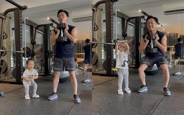Đàm Thu Trang thích thú với khoảnh khắc con gái bắt chước Cường Đô La tập tạ-1