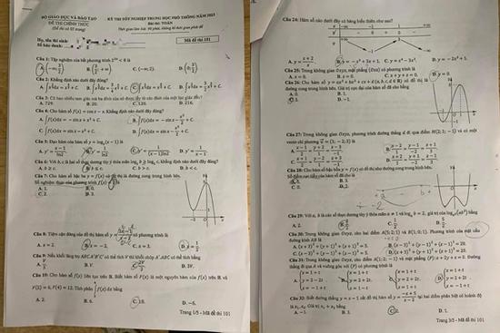 Đề thi và gợi ý đáp án môn toán thi tốt nghiệp THPT 2023