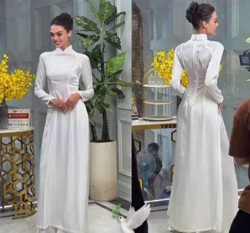 Vợ Tây của Bùi Tiến Dũng xinh đẹp cuốn hút khi diện áo dài, chuẩn dâu Việt-1
