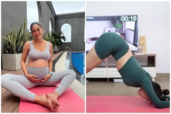 Á hậu Mâu Thủy: Bầu vượt mặt vẫn tập yoga, sinh con 1 tháng đã trở lại tập