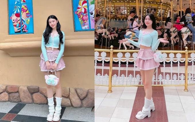 Hai con gái MC Quyền Linh thích diện váy ngắn tôn chân thon dài-1