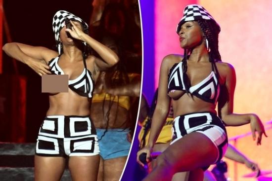 Nữ ca sĩ kéo áo khoe vòng một khi đang biểu diễn