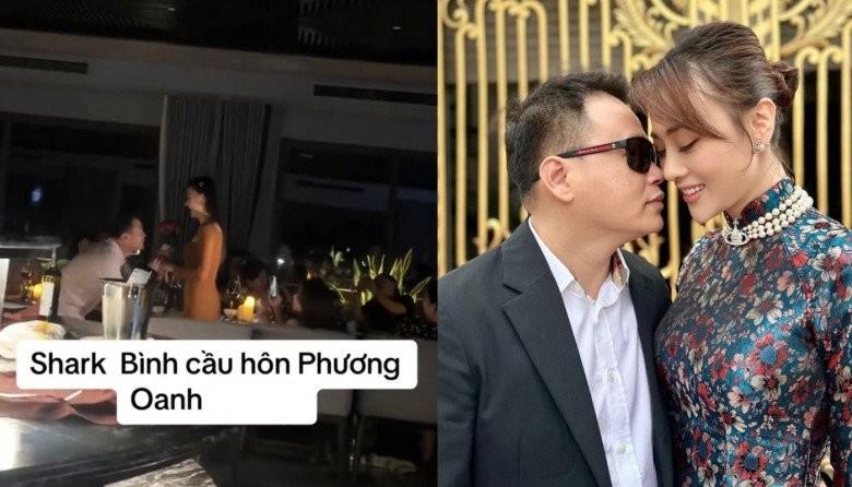 Rộ clip Phương Oanh được Shark Bình quỳ gối cầu hôn, trao nụ hôn nồng cháy trước mặt con gái của vợ cũ-1