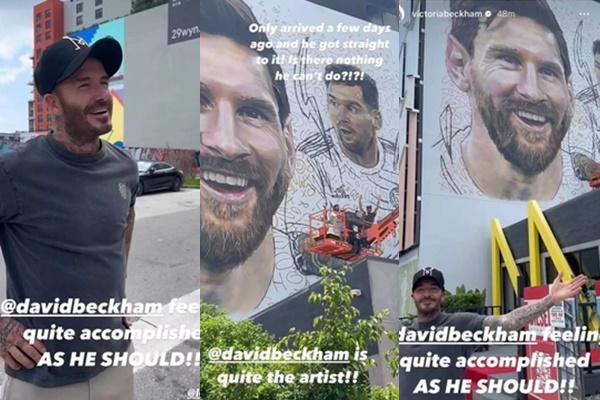 David Beckham tự tay thực hiện bức tranh tường chào đón Messi-1