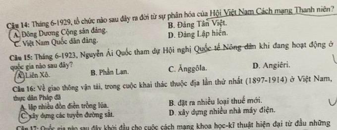 Đề thi lịch sử tốt nghiệp THPT 2023 sai dữ kiện về Nguyễn Ái Quốc-1