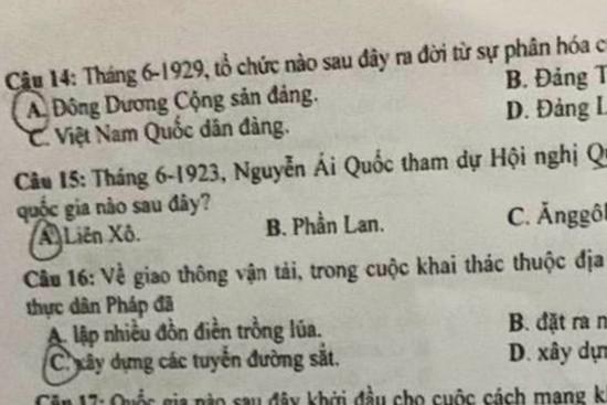 Đề Sử tốt nghiệp THPT 2023 sai dữ kiện: Bộ GD&ĐT lên tiếng