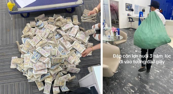 Thanh niên vác bao tải tiền lẻ 3 năm tiết kiệm ăn sáng tới ngân hàng, con số gây bất ngờ-1
