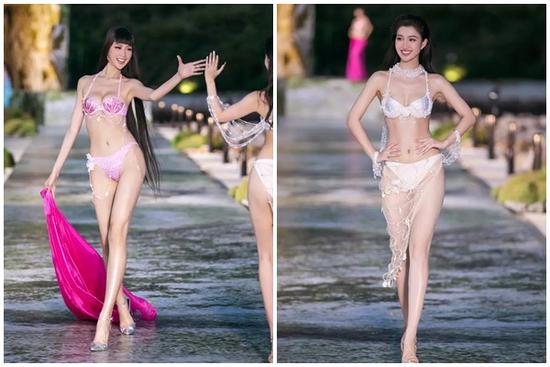 Bảo Ngọc, Phương Nhi diễn áo tắm cùng top 40 Hoa hậu Thế giới Việt Nam