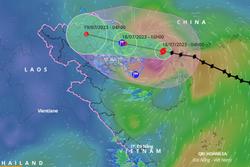 Bão số 1 giảm cấp, trưa nay vào biên giới Việt - Trung