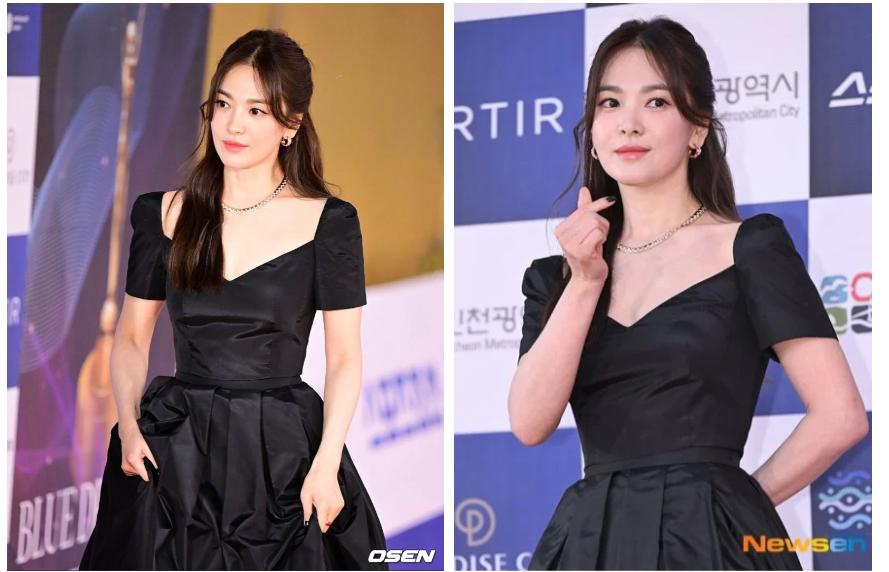 Song Hye Kyo trắng bật tông trên thảm đỏ Rồng Xanh, nổi trội dù qua cam thường-1