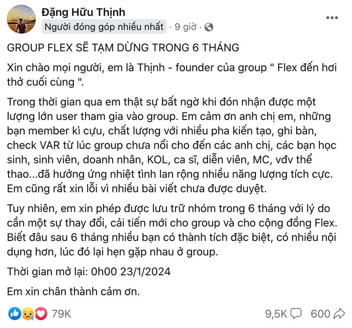 Hội Flex đến hơi thở cuối cùng bất ngờ thông báo tạm dừng hoạt động khi có 1,4 triệu thành viên-3