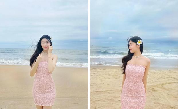 Lọ Lem nhà Quyền Linh thả dáng như người mẫu trên biển-1