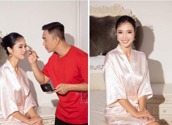 Hé lộ lễ ăn hỏi ngập sắc đỏ mẫu đơn của Vũ Ngọc Anh và Cường Seven-1