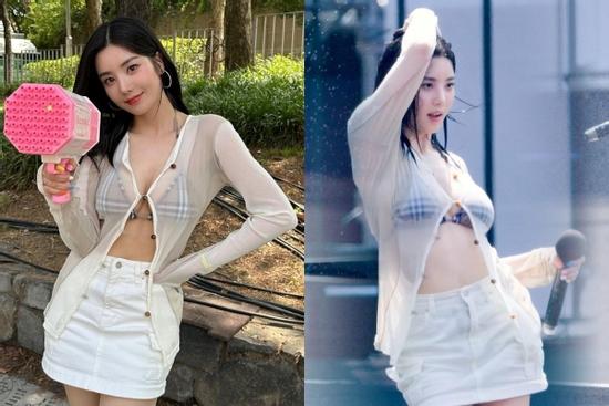 Nữ ca sĩ nổi tiếng sau màn trình diễn nóng bỏng với áo xuyên thấu ở lễ hội nước