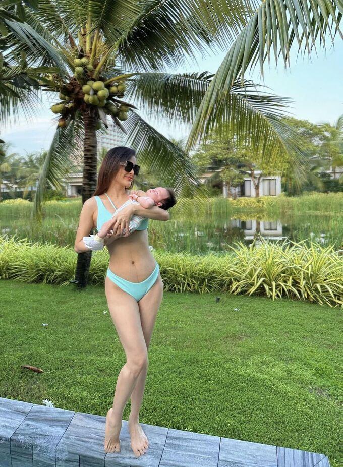 Mỹ nhân Việt tự tin diện bikini, khoe bụng phẳng lì sau 1 tháng sinh con-1