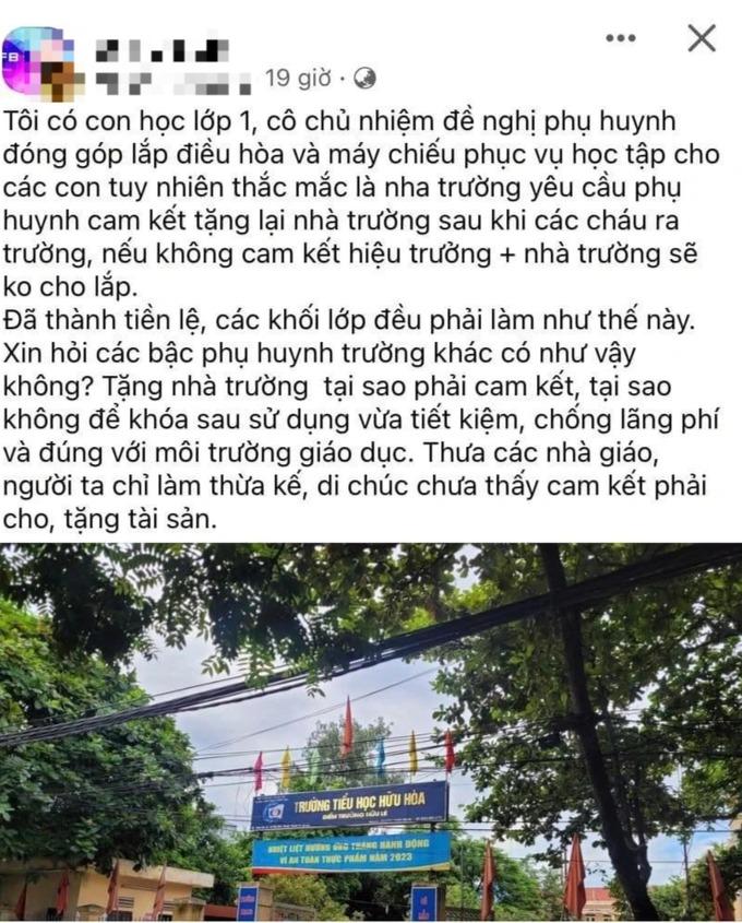 Hà Nội: Phụ huynh tố nhà trường ép tự nguyện tặng điều hòa, máy chiếu?-1