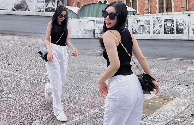 Quỳnh Kool thường mặc váy 2 dây, áo trễ vai dù lộ khuyết điểm bắp tay to-15