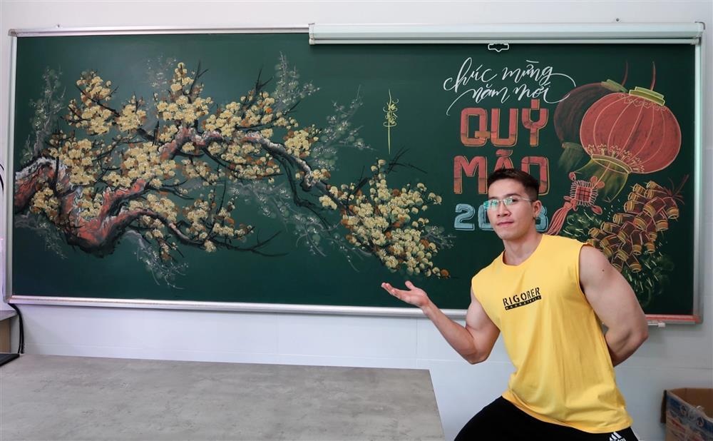 Thầy giáo cơ bắp TPHCM có biệt tài vẽ tranh bằng phấn sống động-2