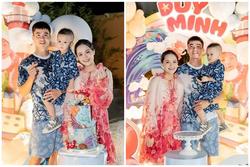 Duy Mạnh tổ chức sinh nhật cho con trai, vóc dáng 'mẹ bầu' Quỳnh Anh gây chú ý