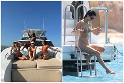 Kendall Jenner, Hailey Bieber diện bikini nhỏ xíu dạo chơi du thuyền