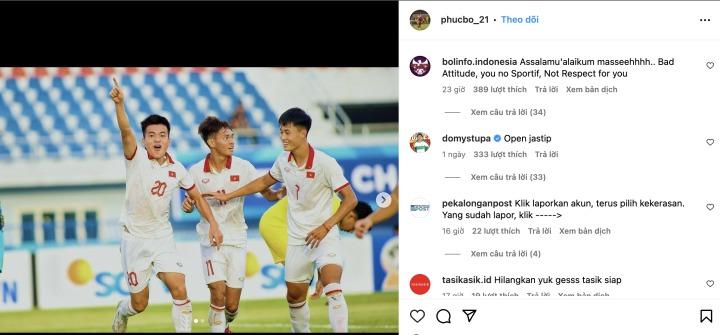 Cầu thủ U23 Việt Nam bị CĐV Indonesia công kích trên mạng xã hội-1