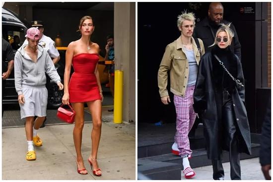 Justin Bieber thích ăn mặc lôi thôi, đối lập với phong cách lộng lẫy của vợ