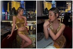 'Bạn gái Lương Thế Thành' mặc váy lộ hông đi chơi ở 'thành phố tội lỗi'