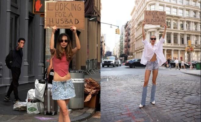 Giơ cao tấm biển tìm chồng giữa phố đông người, cô gái nhận cái kết ngọt ngào-1