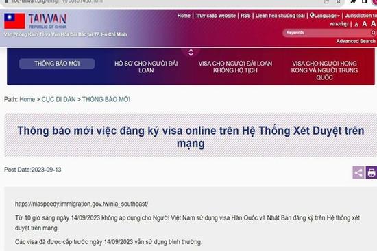 Đài Loan siết chặt việc cấp e-visa với khách Việt Nam