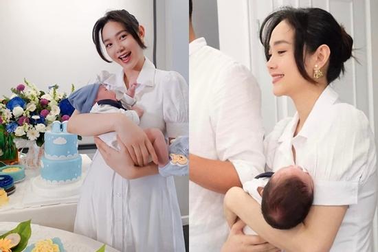 Minh Hằng khoe con trai trong tiệc đầy tháng