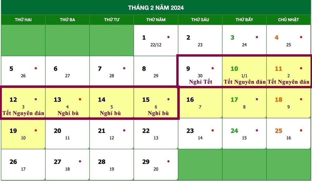 Đề xuất lịch nghỉ 7 ngày dịp Tết Nguyên đán 2024-2