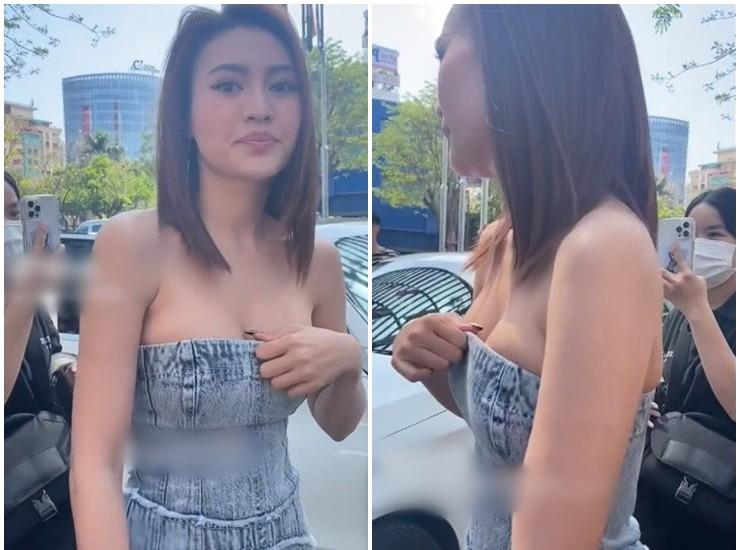 Quỳnh Kool, Lan Ngọc diện váy trễ, được khen vì xử lý khéo trước trăm người-7