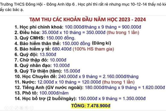 Những bản danh sách thu - chi đầu năm gây 'choáng' cho phụ huynh