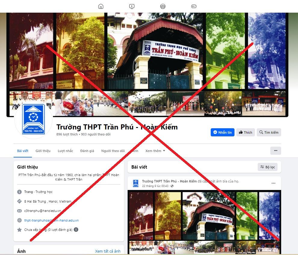 Fanpage một trường THPT ở Hà Nội bị giả mạo, hơn 900 lượt theo dõi-1