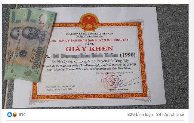 Tiền Giang khen thưởng phụ nữ sinh đủ 2 con trước 35 tuổi-1